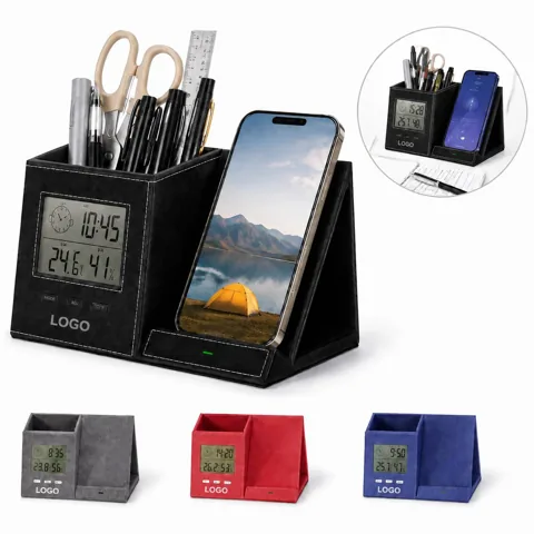 Multifunctional Desk Caddy Wireless Charger with Alarm