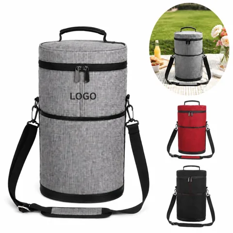 Portable Insulated Round Cooler Shoulder Bag with Oxford