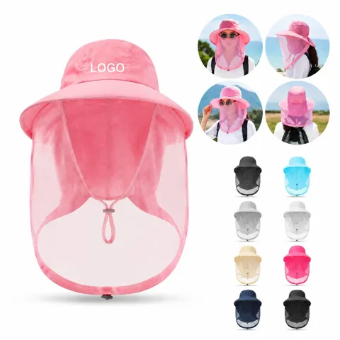 Mesh Sun Hat with Windproof Strap for Hiking Fishing Camping
