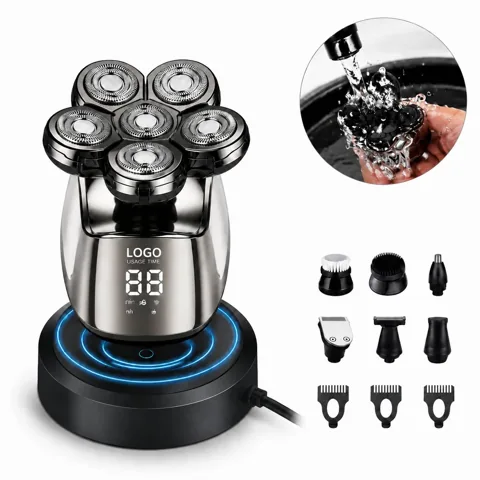 Men's Cordless Wet Dry Electric Razor with LED Display, 6