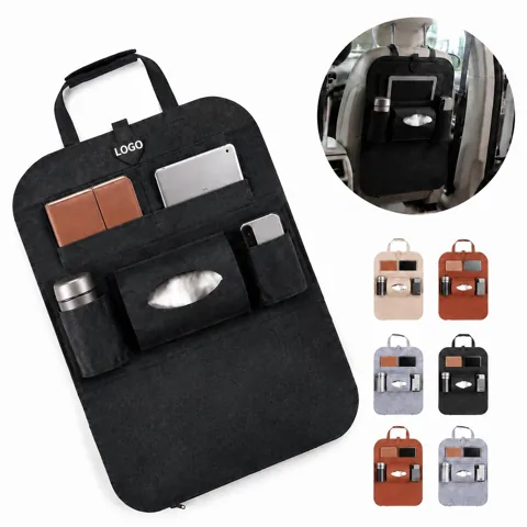 PU Leather Car Seat Back Organizer with Multi-Pockets