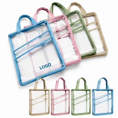 Clear PVC Document Carrier Bag Waterproof Zipper Top Handle