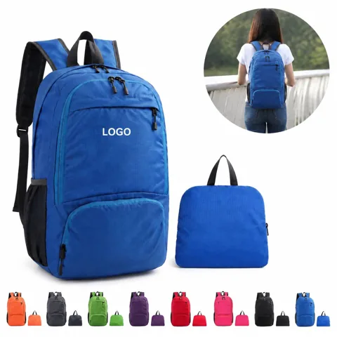Compact Foldable Travel Backpack, Water-Repellent Carry-On