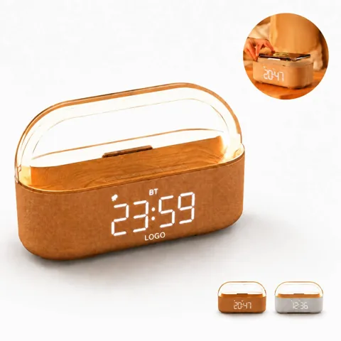 Wireless Speaker Alarm Clock with Wireless Charger and FM