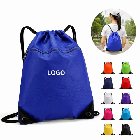 Custom Logo Drawstring Backpack Water Resistant Oxford Bag