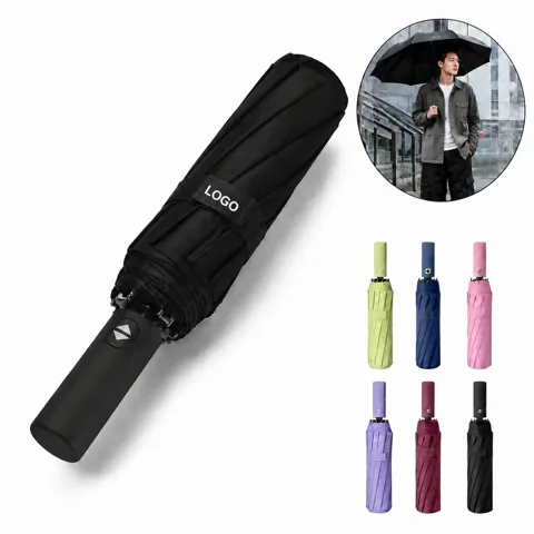 Custom Logo Compact Windproof Umbrella with One-Touch Open