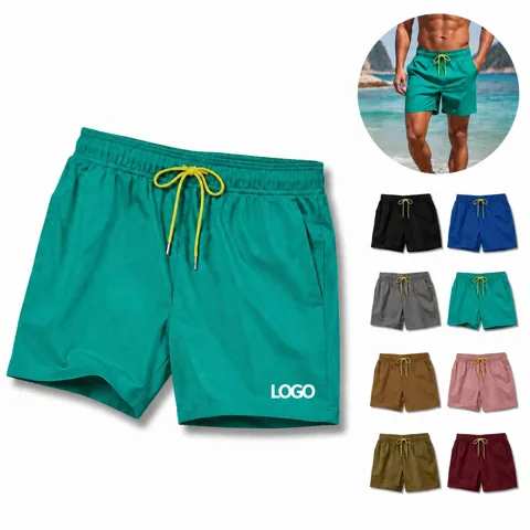 Custom Logo Swim Trunks Quick Dry Zippered Pockets