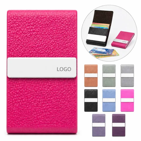 Executive Leather Business Card Case with Magnetic Closure
