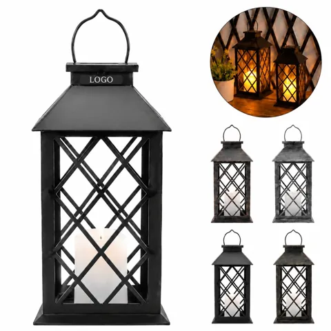 Solar LED Vintage Lantern Candle with Flickering Flame