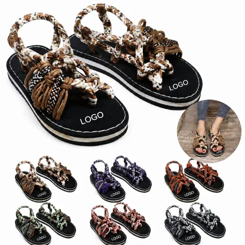 Women Woven Flat Sandals Custom Logo Promotional Comfort