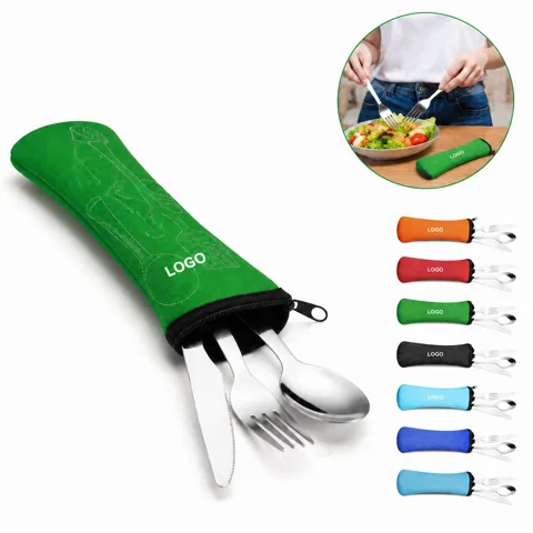 Portable Stainless Steel Cutlery Set 3-Piece with Case