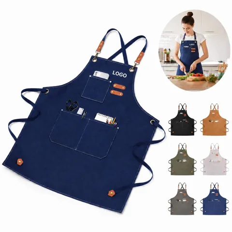 Heavy Duty Cotton Canvas Apron, Adjustable Cross Back