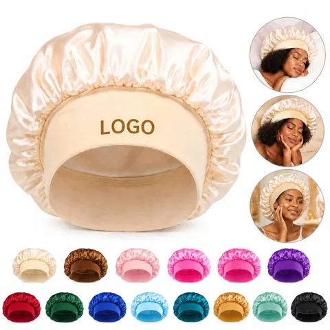 Silk Sleep Cap for Curly Hair, Adjustable Size, Breathable