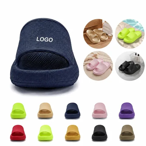Plush Cushion Slippers with Thick EVA Foam Sole for Indoor