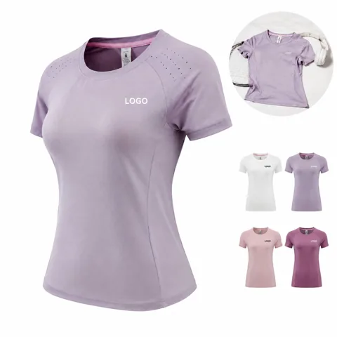 Women Quick Dry Crew Neck Athletic Tee Soft Stretch Fit