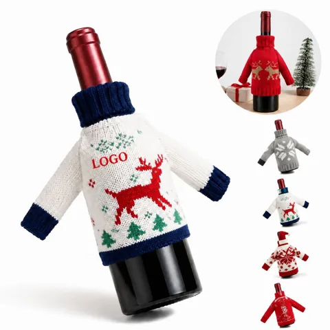 Custom Printed Knit Wine Bottle Cover with Gift Box