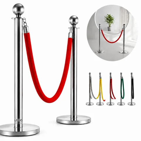 Luxury Velvet Rope Stanchion Posts, 4-Way Crowd Control