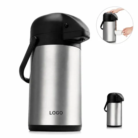Stainless Steel Insulated Pump Coffee Server, One-Hand