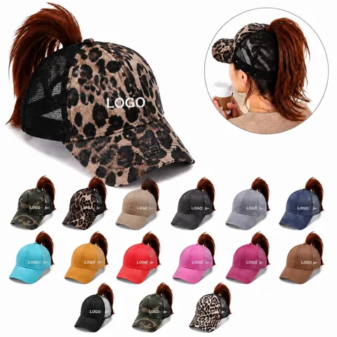 Unisex Ponytail Baseball Cap Breathable Cotton Mesh