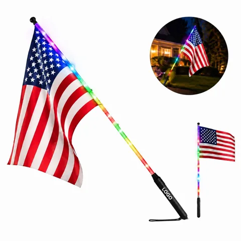 LED Glowing Patriotic Flag Stick with 6 Light Modes