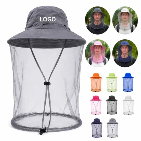 Adjustable Mosquito Net Bucket Hat 360° Brim